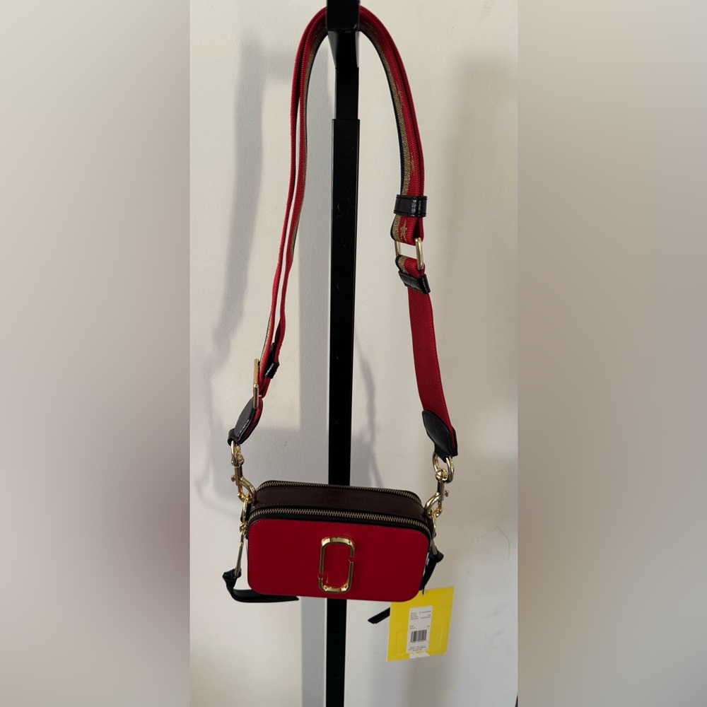 NWT Marc Jacobs The Snapshot Americana True Red Multi Leather Camera Bag - Picture 10 of 13